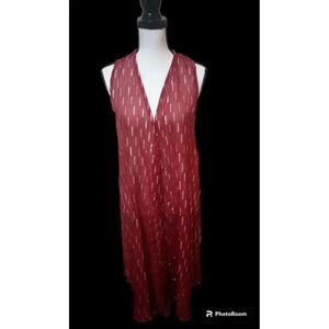 LuLaRoe Elegant Joy Longline Sheer Open Vest Red & Silver Holiday Size‎ Small